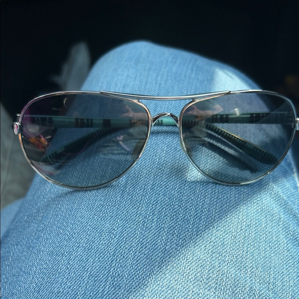 Oakley Silver and Green Sunglasses polarized